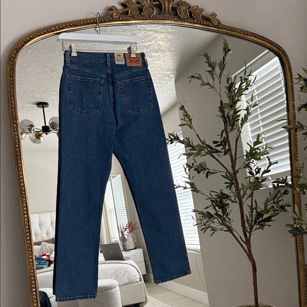 Levi's Women's High-Rise 501 Jeans Salsa Midweight Denim Straight Leg Fly Button
